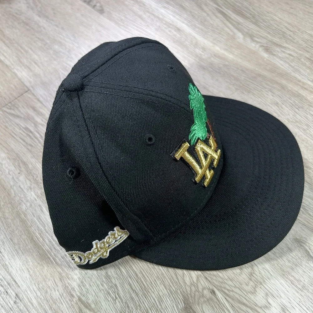New‎ Era Los Angeles Dodgers Palm Tree Fitted 7 3/4 Hat NWT MLB Black Wool Cap